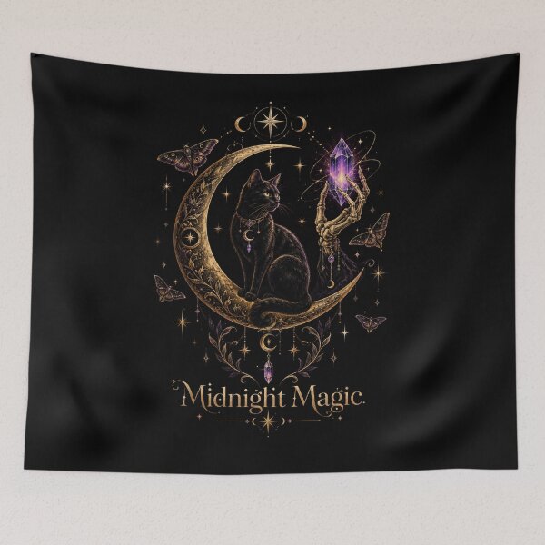 Item preview, Midnight Magic Black Cat Moon Witchy Gothic Art designed and sold by wilnickvisuals.