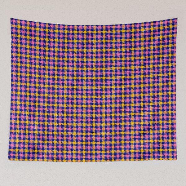 Item preview, Yellow And Pink On Blue Gingham Check   designed and sold by PatternTitan.