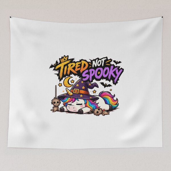 Item preview, Tired Not Spooky Grumpy Unicorn Halloween Funny Witch Design designed and sold by Sitred123.