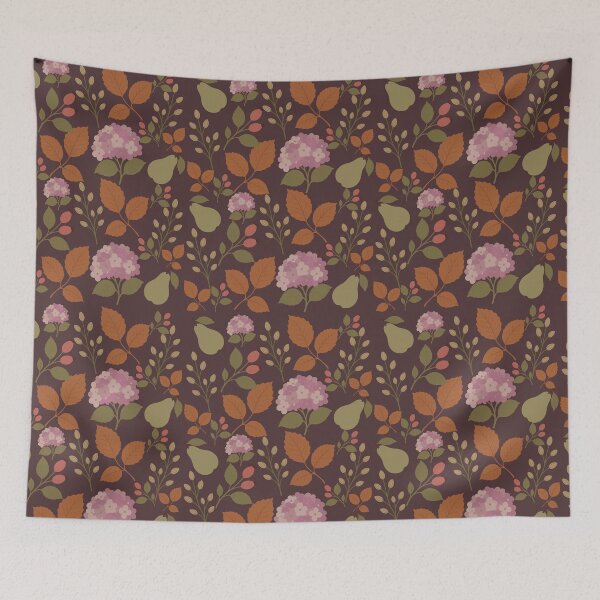 Item preview, French Autumn Hydrangea and Beech Botanical Pattern designed and sold by BelievingCreates.