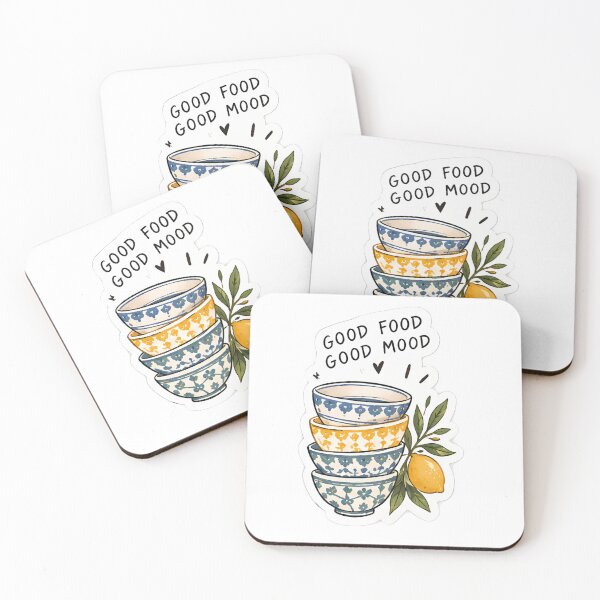 Item preview, Good Food Good Mood Sticker – Cute Ceramic Bowls designed and sold by posteratorshop.