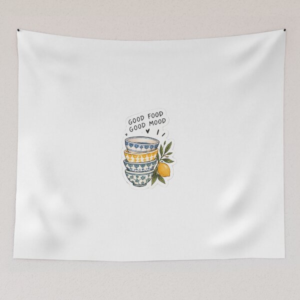Item preview, Good Food Good Mood Sticker – Cute Ceramic Bowls designed and sold by posteratorshop.
