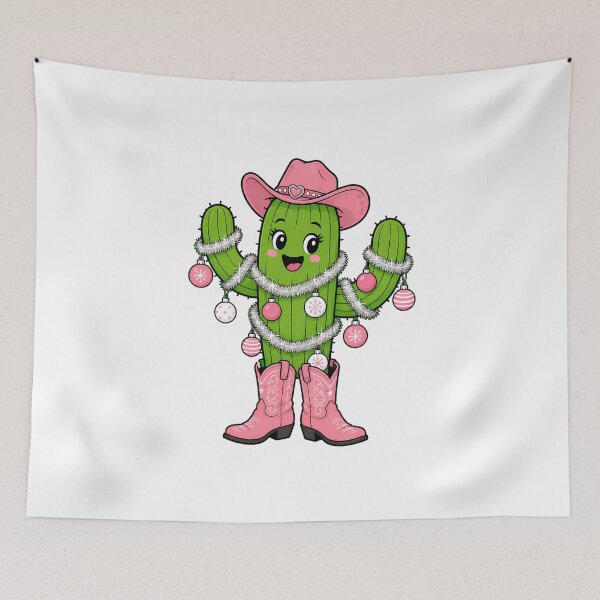 Item preview, Pink Cowgirl Christmas Cactus Western Country Winter designed and sold by chattsuede.