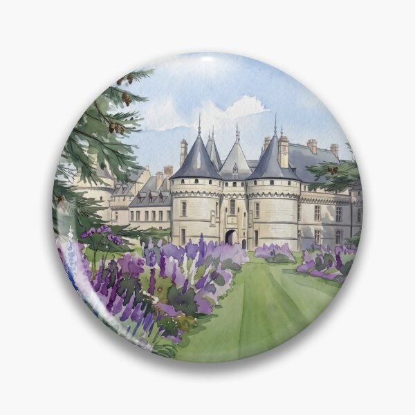 Item preview, Château de Chaumont-sur-Loire — French Castle & Lavender Garden digital Watercolor designed and sold by M.ALK.Watercolor.
