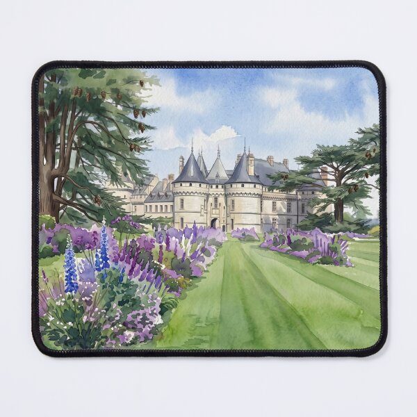 Item preview, Château de Chaumont-sur-Loire — French Castle & Lavender Garden digital Watercolor designed and sold by M.ALK.Watercolor.