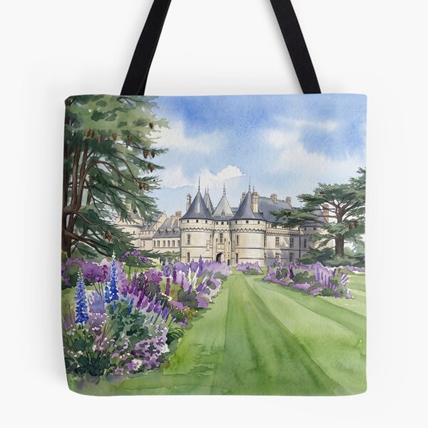 Item preview, Château de Chaumont-sur-Loire — French Castle & Lavender Garden digital Watercolor designed and sold by M.ALK.Watercolor.