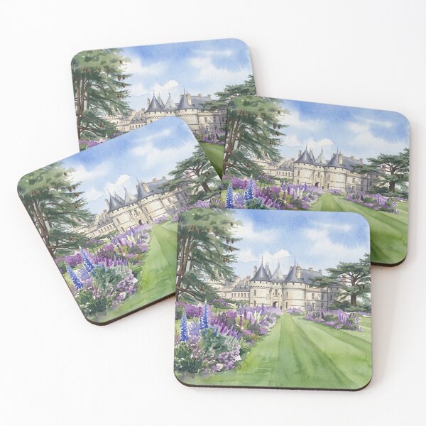 Item preview, Château de Chaumont-sur-Loire — French Castle & Lavender Garden digital Watercolor designed and sold by M.ALK.Watercolor.