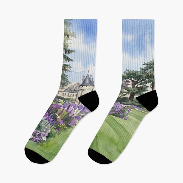 Item preview, Château de Chaumont-sur-Loire — French Castle & Lavender Garden digital Watercolor designed and sold by M.ALK.Watercolor.