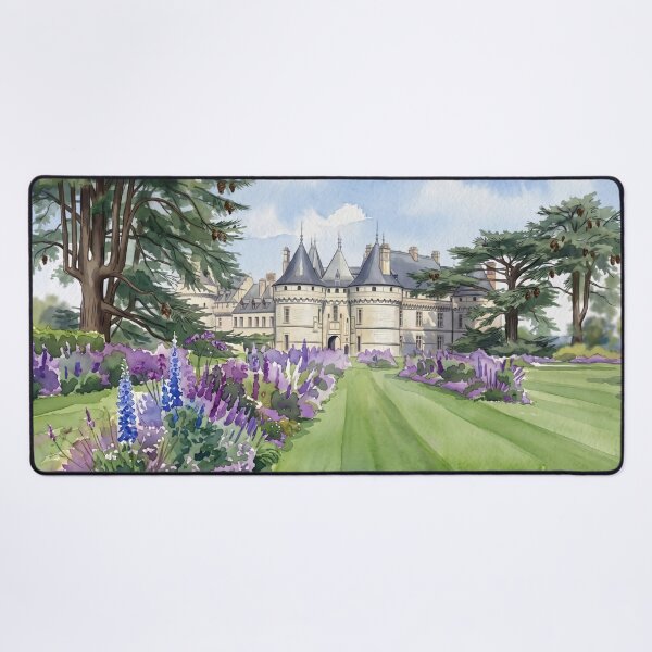 Item preview, Château de Chaumont-sur-Loire — French Castle & Lavender Garden digital Watercolor designed and sold by M.ALK.Watercolor.
