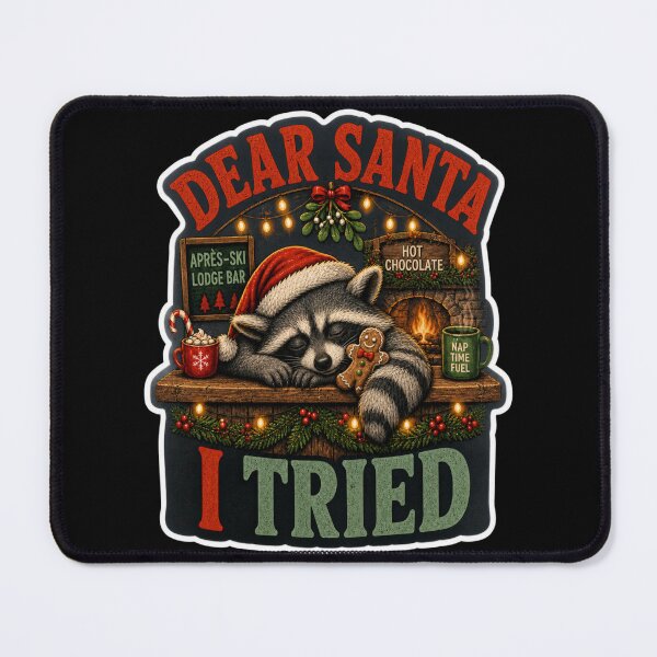 Item preview, Dear Santa I Tried Funny Christmas Raccoon Baker designed and sold by Design Vibras.