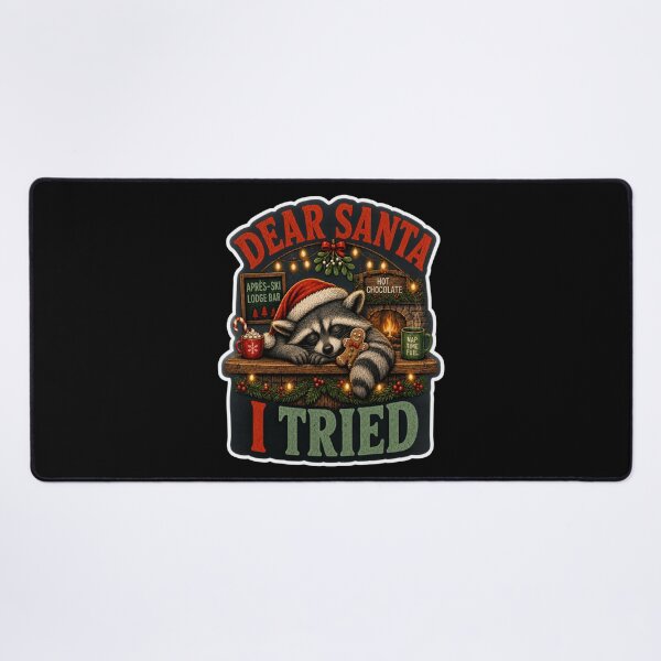 Item preview, Dear Santa I Tried Funny Christmas Raccoon Baker designed and sold by Design Vibras.