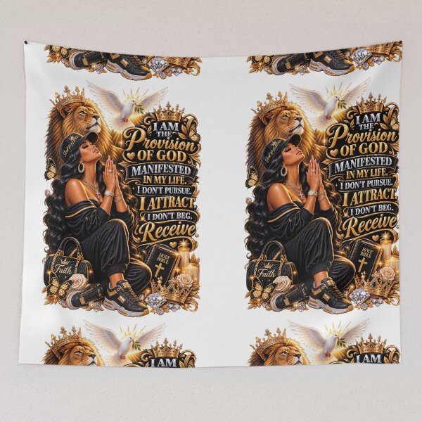 Item preview, God's Proivision Manifestation- Spiritual Praying Black Woman Art  designed and sold by LC&LCPlatform.