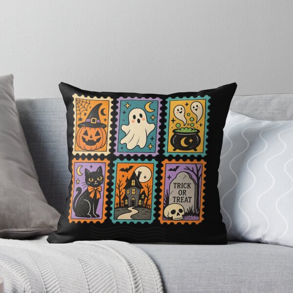 Item preview, Vintage Halloween Postage Stamps – Cute Spooky Ghosts Black Cat Pumpkin Haunted House designed and sold by getpressedshirt.