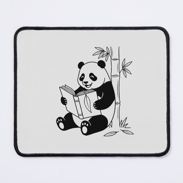 Item preview, Cute Panda Reading Book Quiet Mode Line Art designed and sold by Little Light Lab.