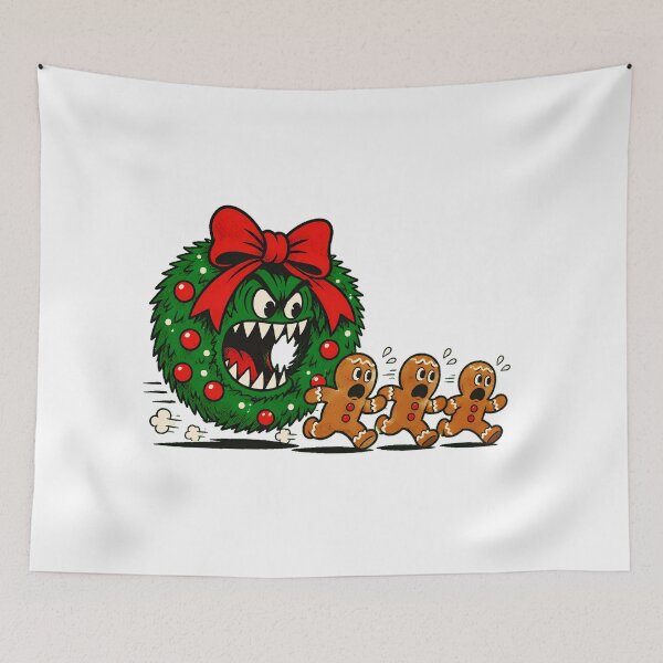 Item preview, Monster Wreath Gingerbread Chase Funny Christmas Cartoon designed and sold by chattsuede.