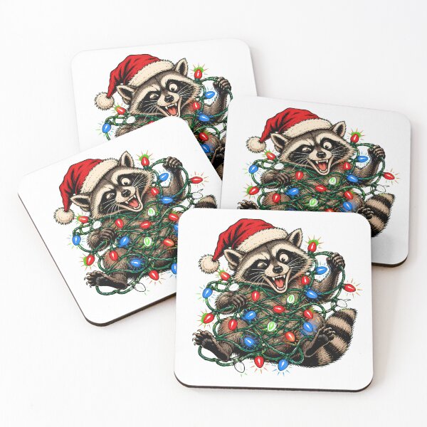 Item preview, Raccoon Tangled In Christmas Lights Trash Panda designed and sold by chattsuede.