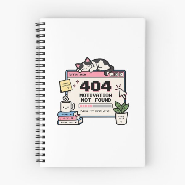 Item preview, 404 Motivation Not Found – Funny Programmer & Developer Cat designed and sold by Puddle-Paws.