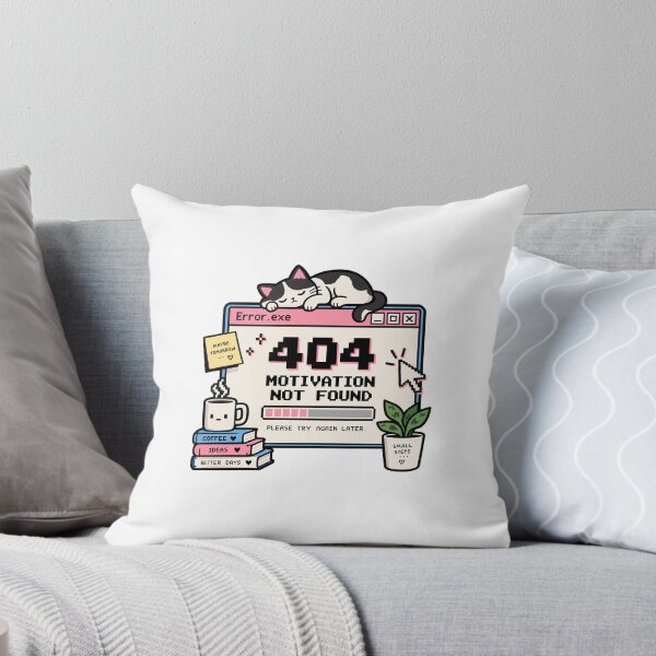 Item preview, 404 Motivation Not Found – Funny Programmer & Developer Cat designed and sold by Puddle-Paws.