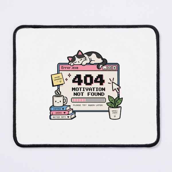 Item preview, 404 Motivation Not Found – Funny Programmer & Developer Cat designed and sold by Puddle-Paws.