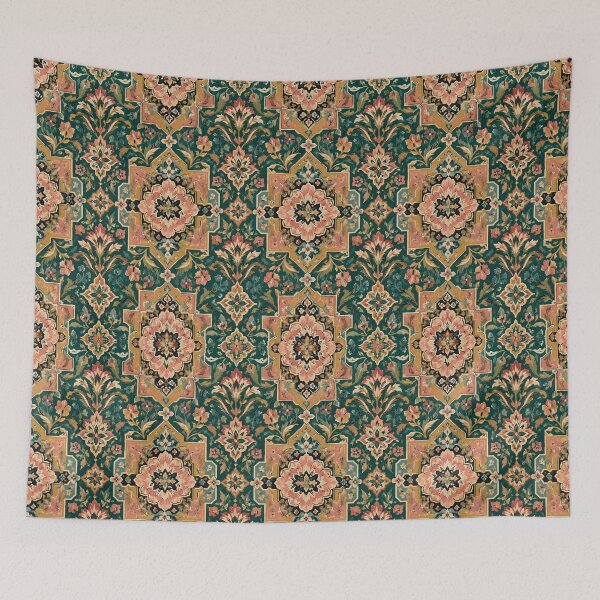 Item preview, Teal Persian Floral Mosaic Pattern designed and sold by Sandy Beach Decor.