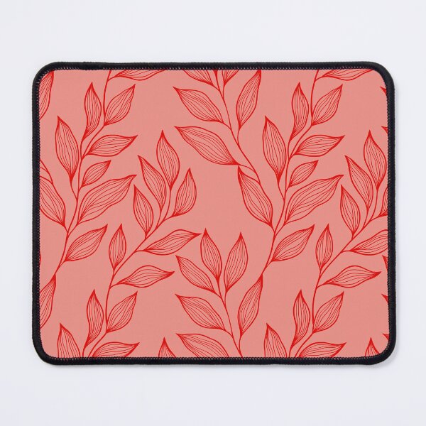 Item preview, Delicate Line Art Botanical Leaf Pattern - Bright on Light Red designed and sold by Frohyou.