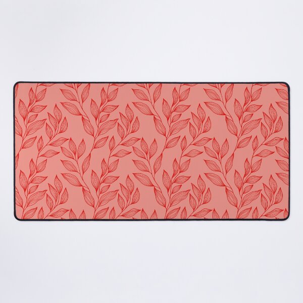 Item preview, Delicate Line Art Botanical Leaf Pattern - Bright on Light Red designed and sold by Frohyou.