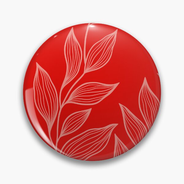 Item preview, Delicate Line Art Botanical Leaf Pattern - Light on Bright Red designed and sold by Frohyou.