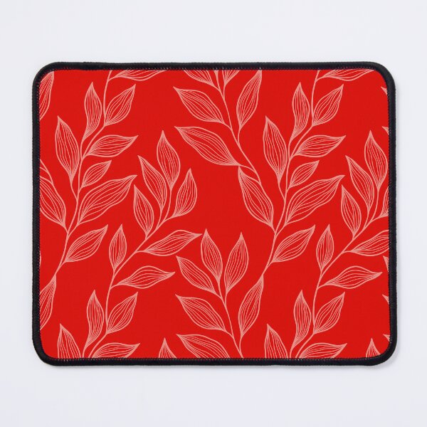 Item preview, Delicate Line Art Botanical Leaf Pattern - Light on Bright Red designed and sold by Frohyou.