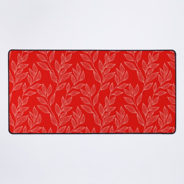 Item preview, Delicate Line Art Botanical Leaf Pattern - Light on Bright Red designed and sold by Frohyou.
