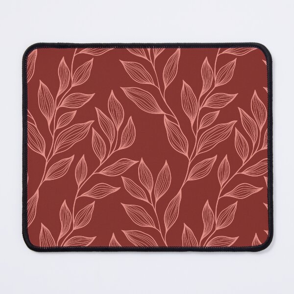 Item preview, Delicate Line Art Botanical Leaf Pattern - Light on Dark Red designed and sold by Frohyou.