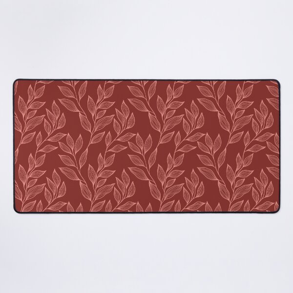 Item preview, Delicate Line Art Botanical Leaf Pattern - Light on Dark Red designed and sold by Frohyou.