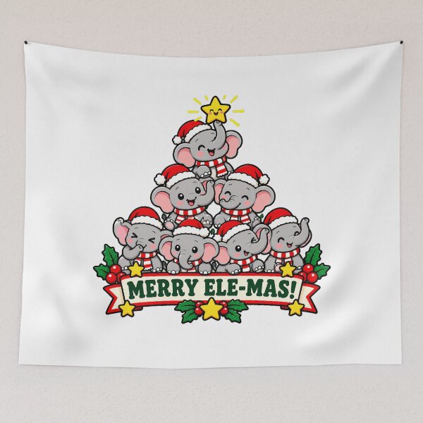 Item preview, Elephant Tree Santa Stacked Christmas designed and sold by chattsuede.