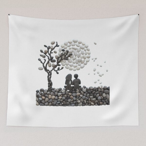 Item preview, Romantic Pebble Art Couple Under The Moon designed and sold by PrintWavePro.