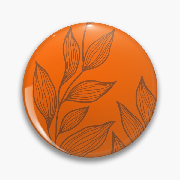 Item preview, Delicate Line Art Botanical Leaf Pattern - Dark on Bright Orange designed and sold by Frohyou.