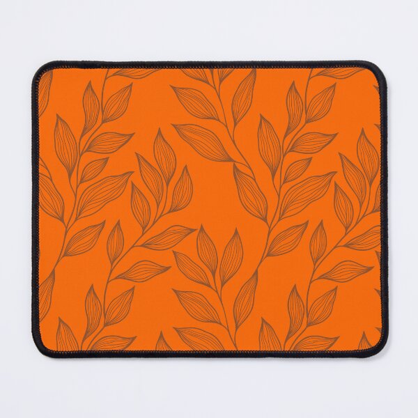 Item preview, Delicate Line Art Botanical Leaf Pattern - Dark on Bright Orange designed and sold by Frohyou.