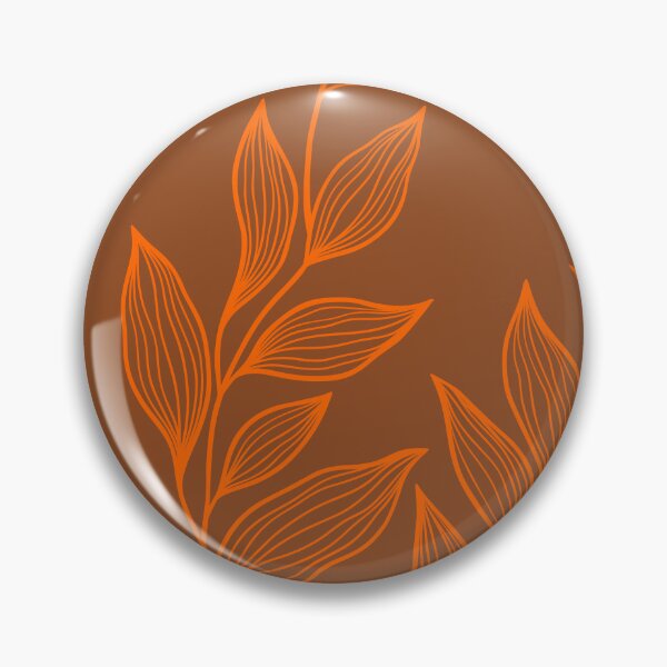 Item preview, Delicate Line Art Botanical Leaf Pattern - Bright on Dark Orange designed and sold by Frohyou.