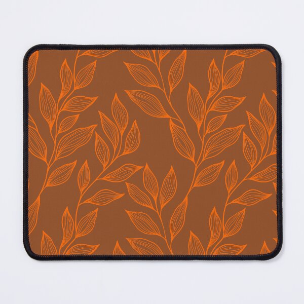 Item preview, Delicate Line Art Botanical Leaf Pattern - Bright on Dark Orange designed and sold by Frohyou.