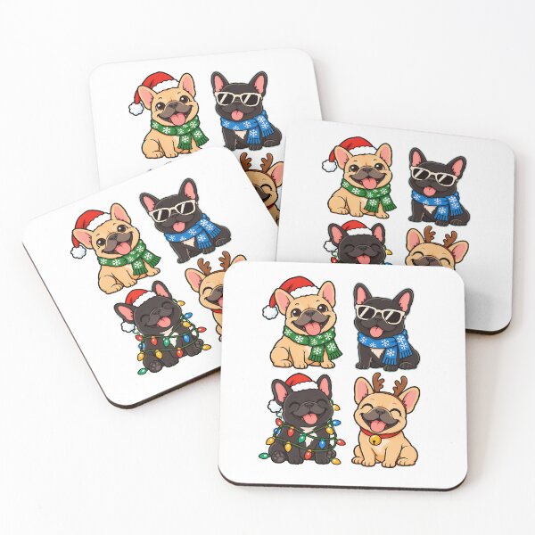 Item preview, Christmas Frenchie Santa Reindeer Pups Dog Lover designed and sold by chattsuede.