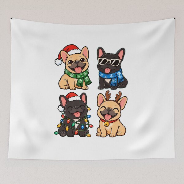 Item preview, Christmas Frenchie Santa Reindeer Pups Dog Lover designed and sold by chattsuede.