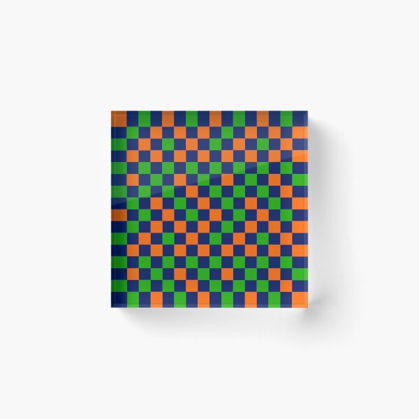 Item preview, Orange And Green On Navy Blue Checkered  Design   designed and sold by PatternTitan.