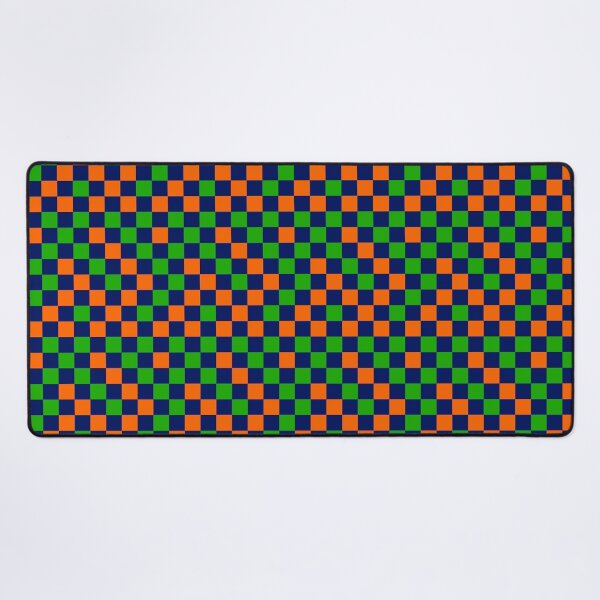 Item preview, Orange And Green On Navy Blue Checkered Design designed and sold by PatternTitan.