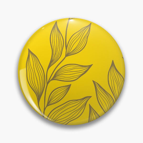 Item preview, Delicate Line Art Botanical Leaf Pattern - Dark on Bright Yellow designed and sold by Frohyou.