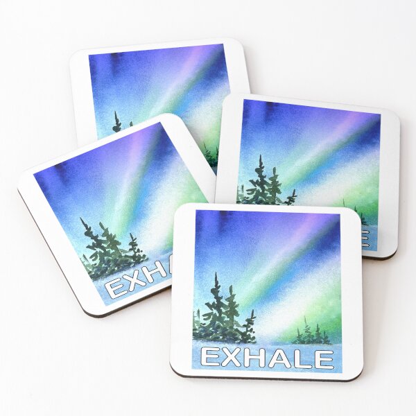 Item preview, The northern lights with the word Exhale, original watercolor. designed and sold by aswoa.