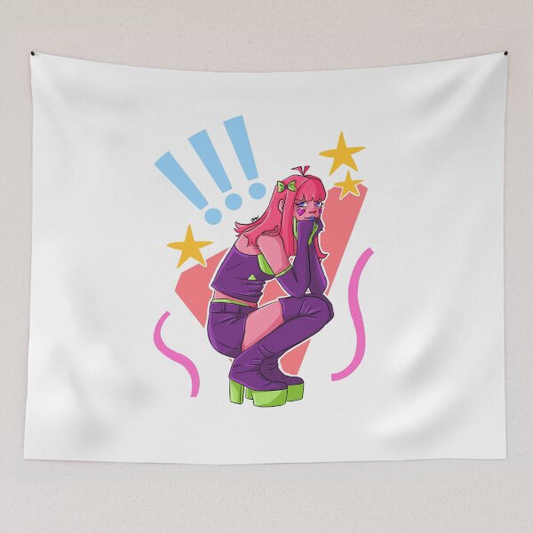 Item preview, Pink Haired Girl Squatting Cute Pose designed and sold by saralovesart.