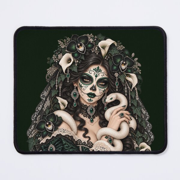 Item preview, Catrina with white snake – Gothic Día de los Muertos Familiar designed and sold by Lichtisign.