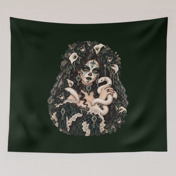 Item preview, Catrina with white snake – Gothic Día de los Muertos Familiar designed and sold by Lichtisign.