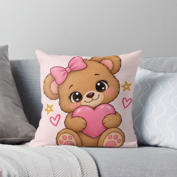 Item preview, Kawaii Teddy Bear with Pink Heart – Cute Love & Cuddly Bear designed and sold by Lovaryn.