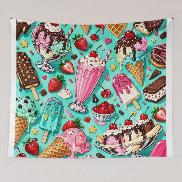 Item preview, Colorful Ice Cream Sundae Summer Dessert Pattern designed and sold by IRON SIREN.