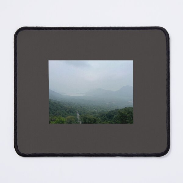 Item preview, Misty mountain valley overlooking distant lake designed and sold by Wild---Threads.