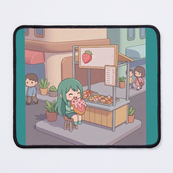 Item preview, Cute Kawaii Green Hair Girl Eating Donut designed and sold by Azurart2.